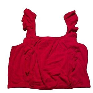 Red Crop Top by Pink Rose L Boho Bright New